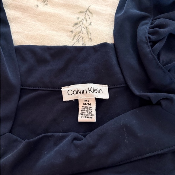 Calvin Klein Navy Square-Neck Puff Sleeve Blouse - Picture 3 of 3